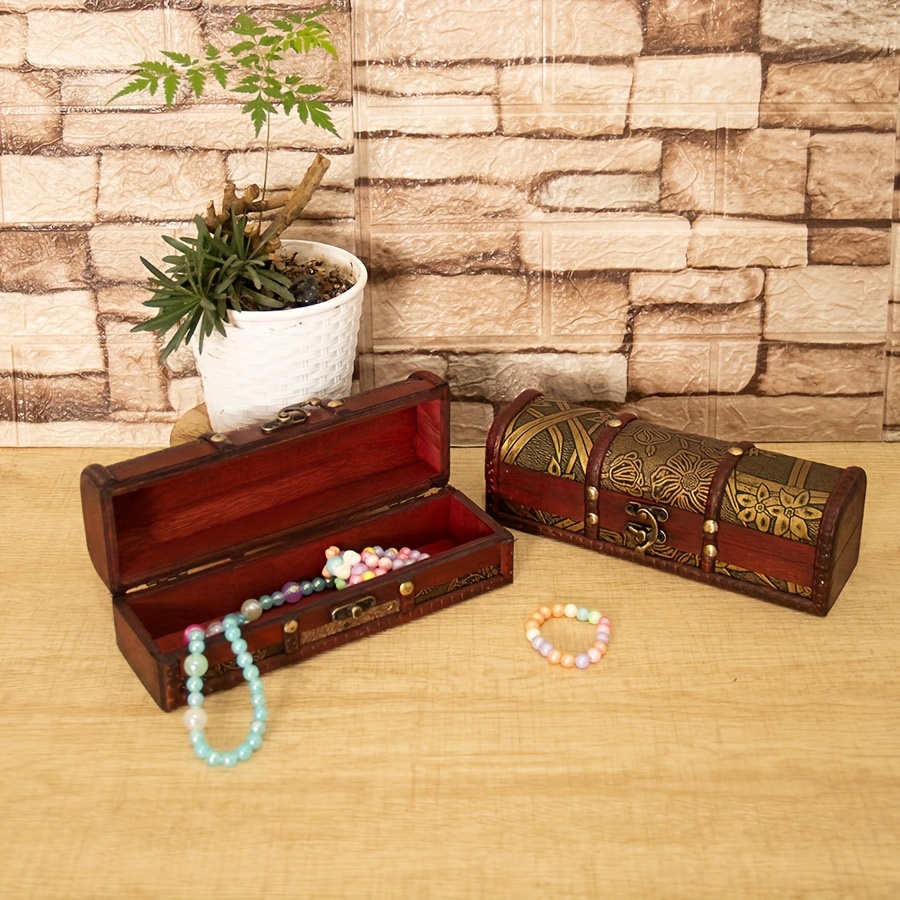 Vintage Style Wooden Jewellery Box, Plant Pattern Storage